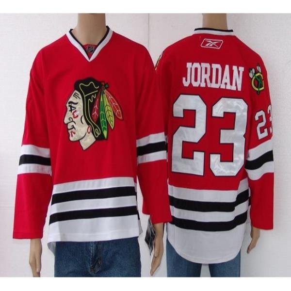 Blackhawks #23 Jordan Red Stitched NHL Jersey