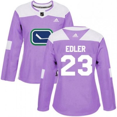 Womens Adidas Vancouver Canucks 23 Alexander Edler Authentic Purple Fights Cancer Practice NHL Jersey