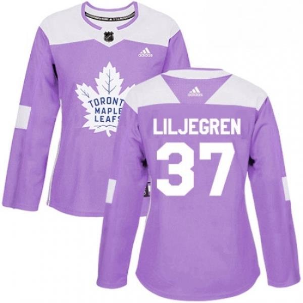 Womens Adidas Toronto Maple Leafs 37 Timothy Liljegren Authentic Purple Fights Cancer Practice NHL Jersey