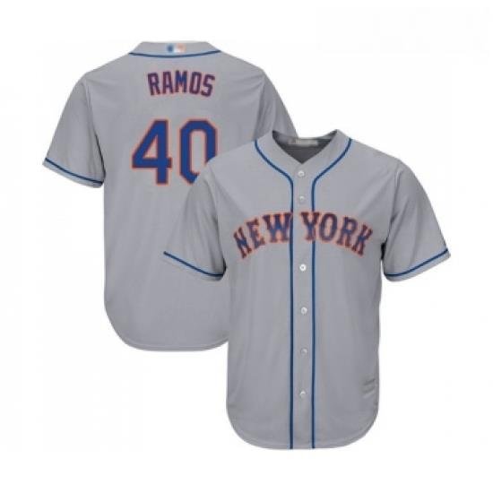 Mens NeW York Mets 40 Wilson Ramos Replica Grey Road Cool Base Baseball Jersey