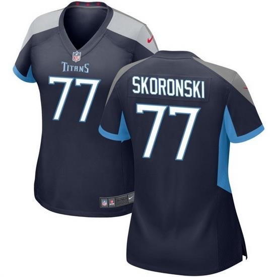 Women Tennessee Titans 77 Peter Skoronski Navy 2023 Draft Stitched Game Jersey