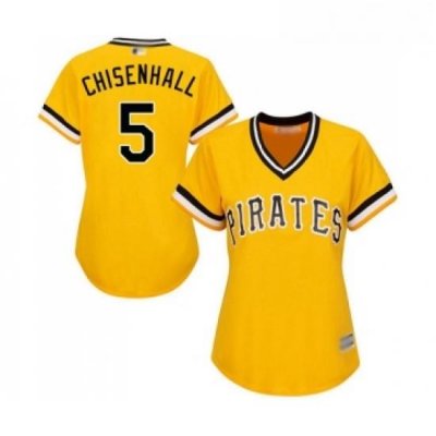 Womens Pittsburgh Pirates 5 Lonnie Chisenhall Replica Gold Alternate Cool Base Baseball Jersey