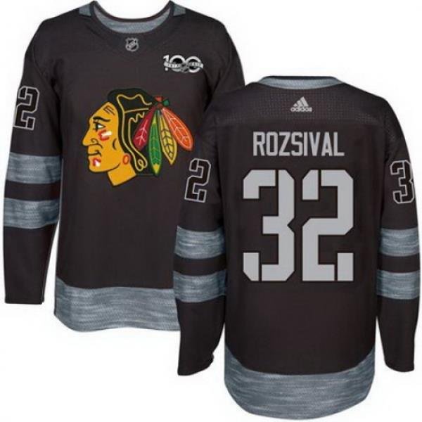 Blackhawks #32 Michal Rozsival Black 1917 2017 100th Anniversary Stitched NHL Jersey