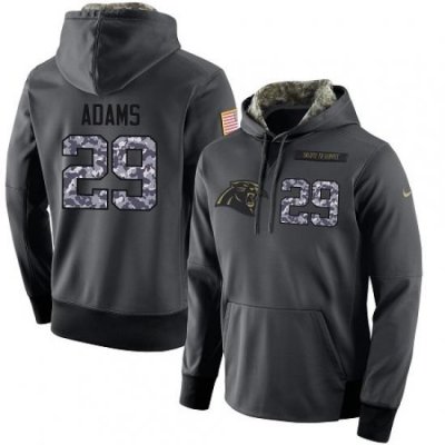 NFL Mens Nike Carolina Panthers 29 Mike Adams Stitched Black Anthracite Salute to Service Player Performance Hoodie