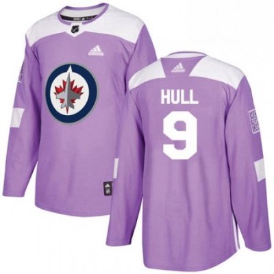 Youth Adidas Winnipeg Jets 9 Bobby Hull Authentic Purple Fights Cancer Practice NHL Jersey