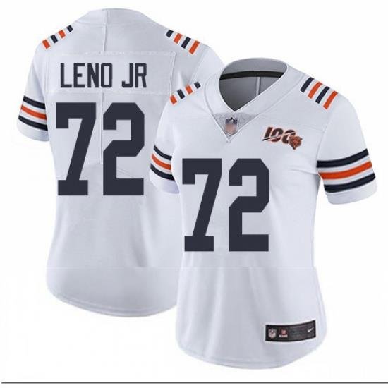 Bears 72 Charles Leno Jr White Alternate Women Stitched Football Vapor Untouchable Limited 100th Season Jersey