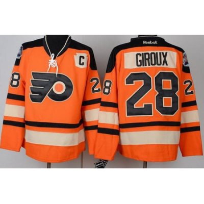 Philadelphia Flyers 28 Claude Giroux Orange Winter Classic NHL Jerseys C Patch