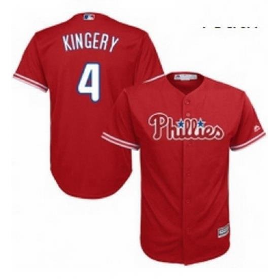 Youth Majestic Philadelphia Phillies 4 Scott Kingery Authentic Red Alternate Cool Base MLB Jersey