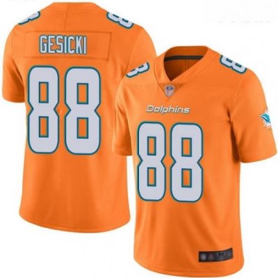 Dolphins #88 Mike Gesicki Orange Youth Stitched Football Limited Rush Jersey