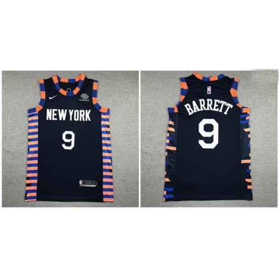 Knicks 9 R J  Barrett Navy City Edition Nike Authentic Jersey