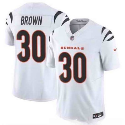 Men Cincinnati Bengals 30 Chase Brown White 2024 F U S E Vapor Untouchable Limited Stitched Jersey