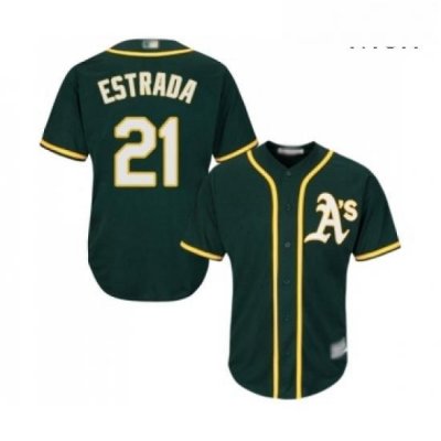 Mens Oakland Athletics 21 Marco Estrada Replica Green Alternate 1 Cool Base Baseball Jersey