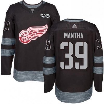 Mens Adidas Detroit Red Wings 39 Anthony Mantha Authentic Black 1917 2017 100th Anniversary NHL Jersey