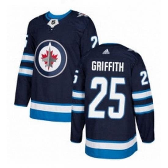 Mens Adidas Winnipeg Jets 25 Seth Griffith Premier Navy Blue Home NHL Jersey