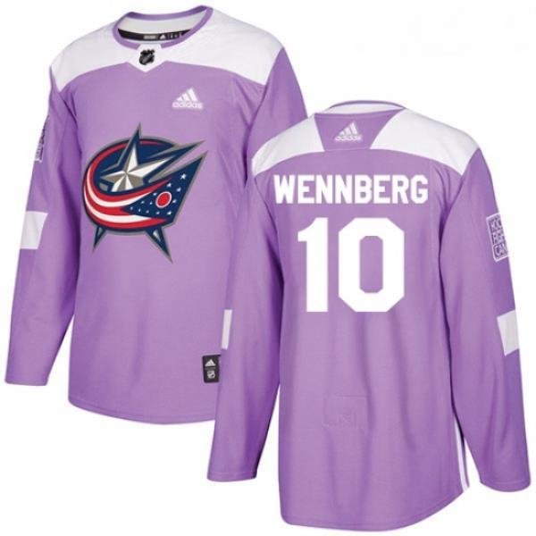 Youth Adidas Columbus Blue Jackets 10 Alexander Wennberg Authentic Purple Fights Cancer Practice NHL Jersey