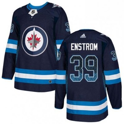 Mens Adidas Winnipeg Jets 39 Tobias Enstrom Authentic Navy Blue Drift Fashion NHL Jersey