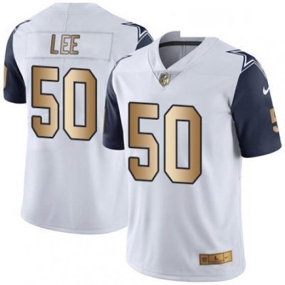 Mens Nike Dallas Cowboys 50 Sean Lee Limited WhiteGold Rush NFL Jersey