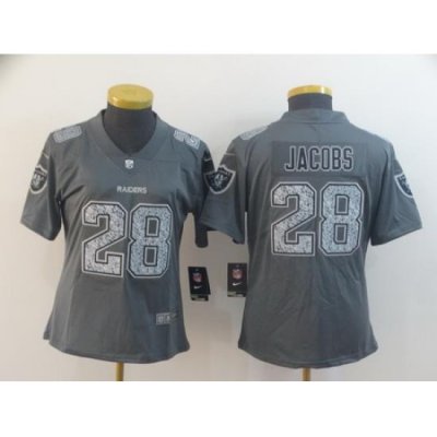 Women Nike Raiders 28 Josh Jacobs Gray Camo Vapor Untouchable Limited Jersey