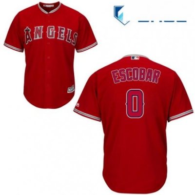 Youth Majestic Los Angeles Angels of Anaheim 0 Yunel Escobar Authentic Red Alternate Cool Base MLB Jersey