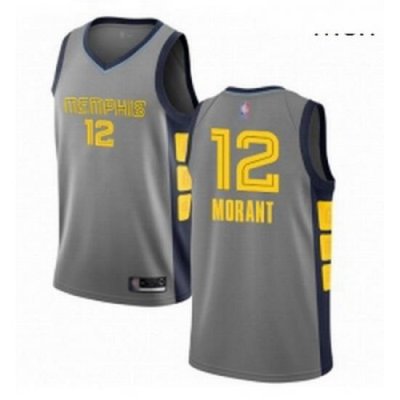 Nike Memphis Grizzlies 12 Ja Morant Gray Basketball Swingman City Edition 2018 19 Jersey