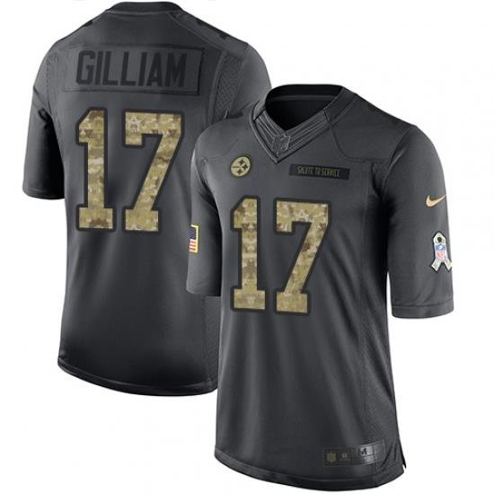 Nike Steelers #17 Joe Gilliam Black Mens Stitched NFL Limited 2016 Salute to Service Jersey