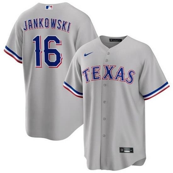 Men's Texas Rangers #16 Travis JankoWski Gray Cool Base Stitched Baseball Jersey