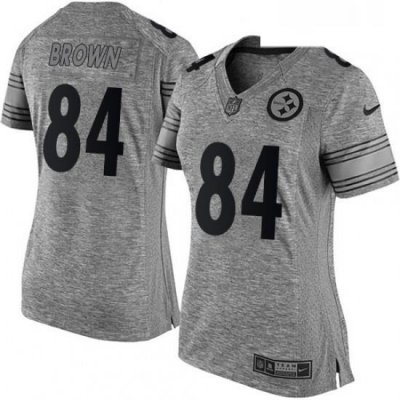 Womens Nike Pittsburgh Steelers 84 Antonio Brown Limited Gray Gridiron NFL Jersey