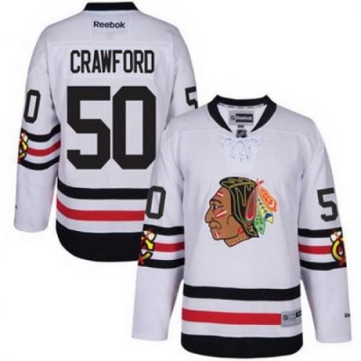 Blackhawks #50 Corey Crawford White 2017 Winter Classic Stitched NHL Jersey