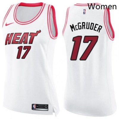 Womens Nike Miami Heat 17 Rodney McGruder Swingman White Pink Fashion NBA Jersey