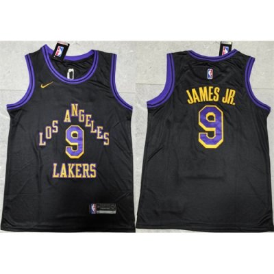 Men Los Angeles Lakers 9 Bronny James Jr  Black 2024 Draft Stitched Basketball Jersey