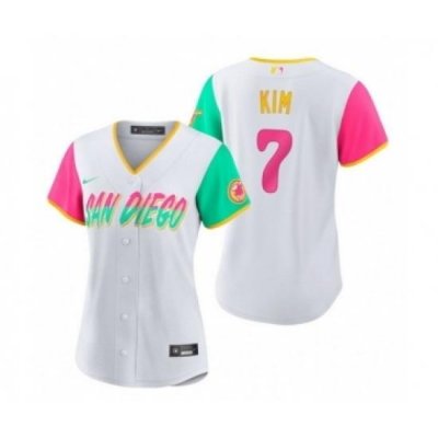 Women's San Diego Padres #7 Ha Seong Kim White 2022 City Connect Cool Base Stitched Baseball Jersey