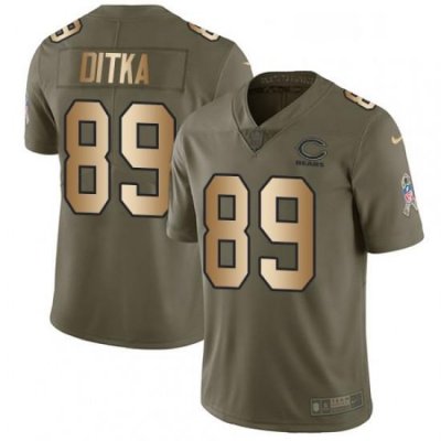 Mens Nike Chicago Bears 89 Mike Ditka Limited OliveGold Salute to Service NFL Jersey