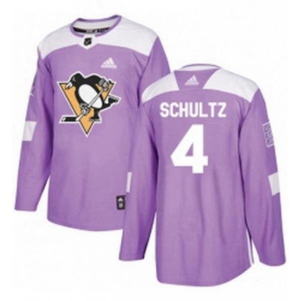 Mens Adidas Pittsburgh Penguins 4 Justin Schultz Authentic Purple Fights Cancer Practice NHL Jersey