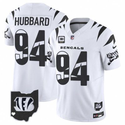 Men Cincinnati Bengals 94 Sam Hubbard White F U S E  With 2 Star C Patch Special Vapor Untouchable Limited Stitched Football Jersey 1