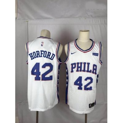 76ers 42 Al Horford White Nike Throwback Swingman Jersey