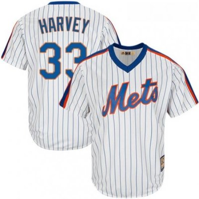 Mens Majestic NeW York Mets 33 Matt Harvey Authentic White CooperstoWn MLB Jersey