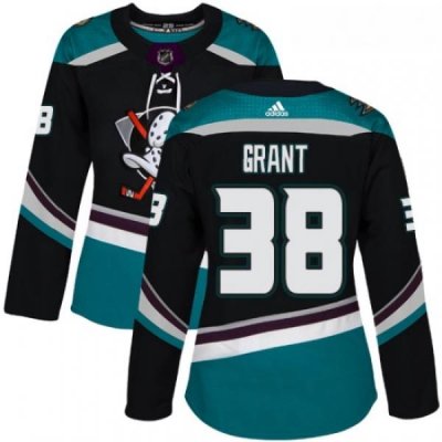 Womens Adidas Anaheim Ducks 38 Derek Grant Authentic Black Teal Third NHL Jersey