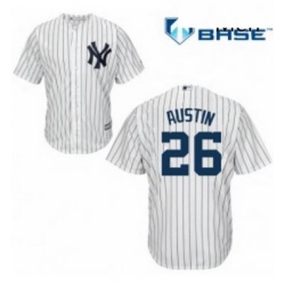 Mens Majestic New York Yankees 26 Tyler Austin Replica White Home MLB Jersey