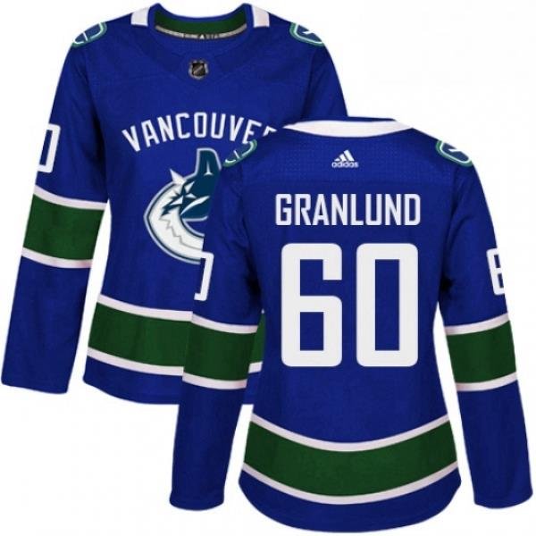 Womens Adidas Vancouver Canucks 60 Markus Granlund Authentic Blue Home NHL Jersey