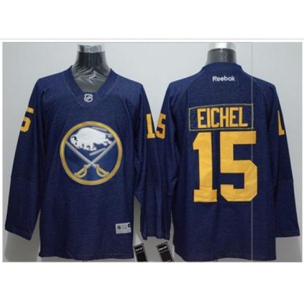 Buffalo Sabres #15 Jack Eichel Navy Blue Denim Stitched NHL Jersey