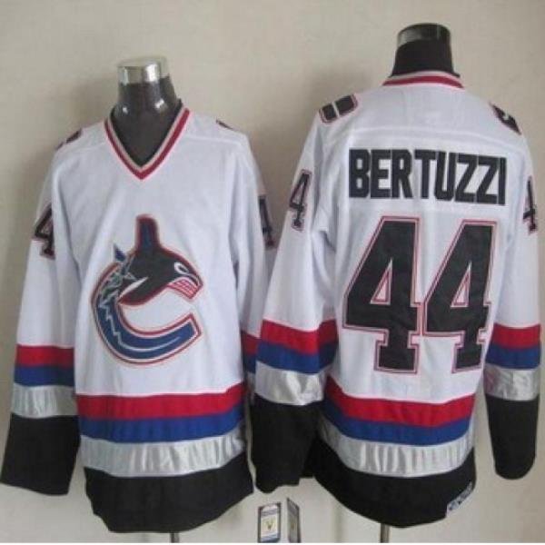 Vancouver Canucks #44 Todd Bertuzzi White Black CCM Throwback Stitched NHL Jersey