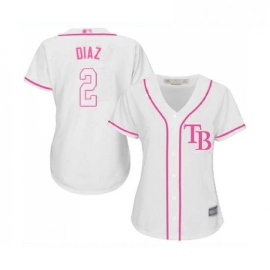 Womens Tampa Bay Rays 2 Yandy Diaz Replica White Fashion Cool Base Baseball Jersey