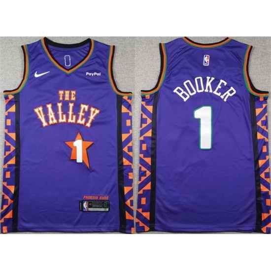 Men Phoenix Suns 1 Devin Booker Purple 2024 25 City Edition Stitched Basketball Jersey