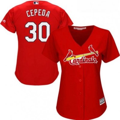 Womens Majestic St Louis Cardinals 30 Orlando Cepeda Authentic Red Alternate Cool Base MLB Jersey