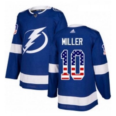 Youth Adidas Tampa Bay Lightning 10 JT Miller Authentic Blue USA Flag Fashion NHL Jersey