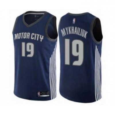 Mens Detroit Pistons 19 Sviatoslav Mykhailiuk Authentic Navy Blue Basketball Jersey City Edition