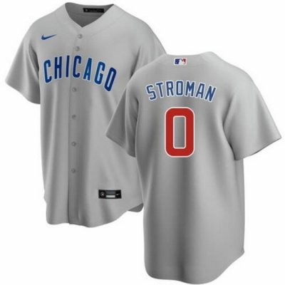 Men Chicago Cubs 0 Marcus Stroman Grey Cool Base Stitched Baseball Jerse