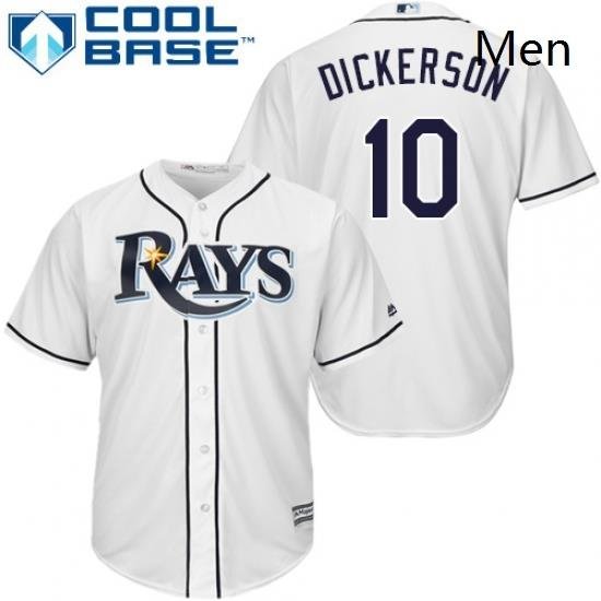 Mens Majestic Tampa Bay Rays 10 Corey Dickerson Replica White Home Cool Base MLB Jersey