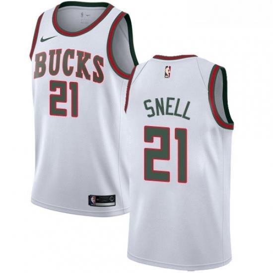 Youth Nike Milwaukee Bucks 21 Tony Snell Swingman White Fashion Hardwood Classics NBA Jersey