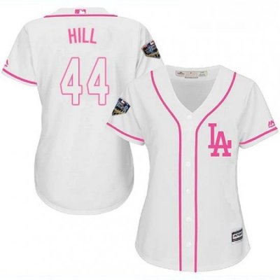 Womens Majestic Los Angeles Dodgers 44 Rich Hill Authentic White Fashion Cool Base 2018 World Series MLB Jersey